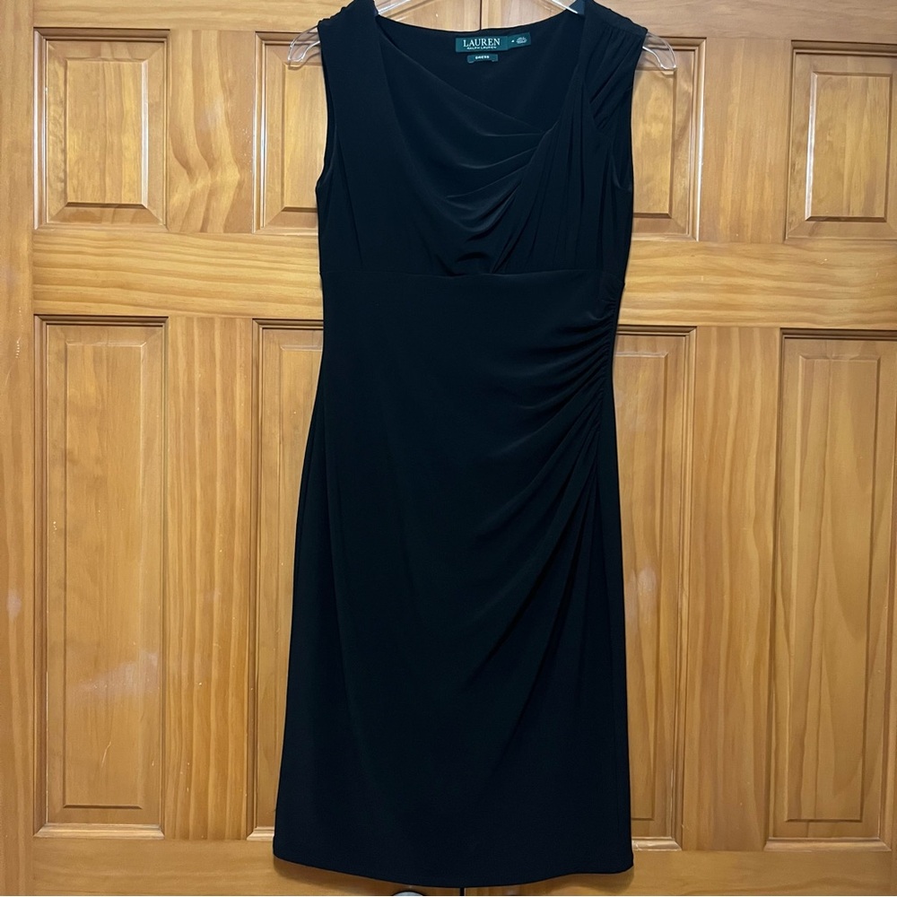 Ralph Lauren Black Ruched Sheath Dress